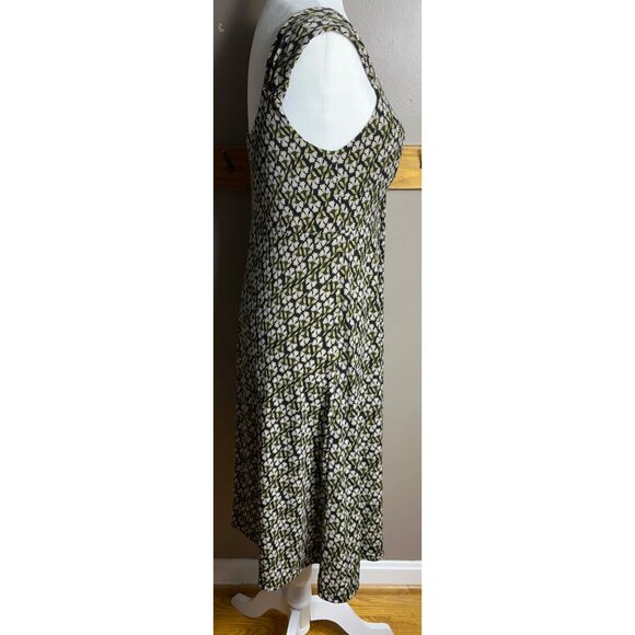 Tiana B Dress Black Green A-line Midi Comfy Fit Flare Preppy Fall Layers Women M - Picture 8 of 11